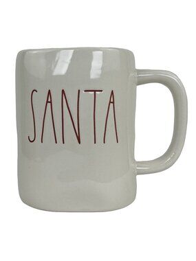 Rae Dunn Artisan Collection Santa Mug 16 Oz Christmas White Ceramic Red Letters